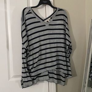 Express One Eleven Grey and Black Striped High Low Top